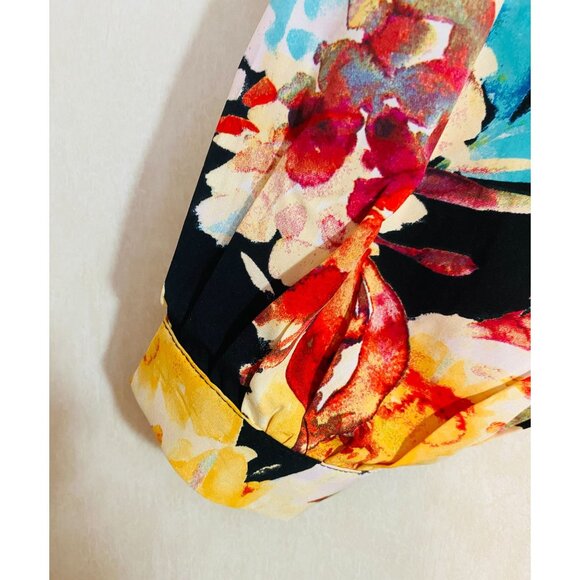 Vero Moda Curve  size 16 Floral Silk Blend Button-Up Dress W/ Billowy Sleeves - Picture 4 of 10